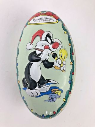 Looney Tunes Tin Christmas Ornament Sylvester Tweety Bird Russell Stover 1997