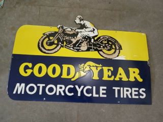 Porcelain Goodyear Motorcycle Tires Sign 36 