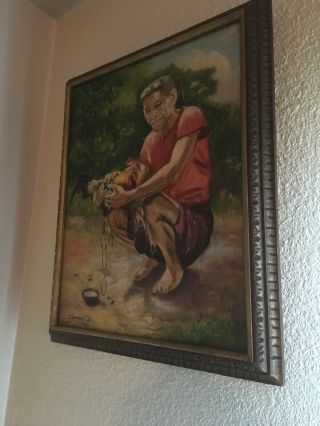 C.  J.  Amorsolo Painting " Man With A Rooster "