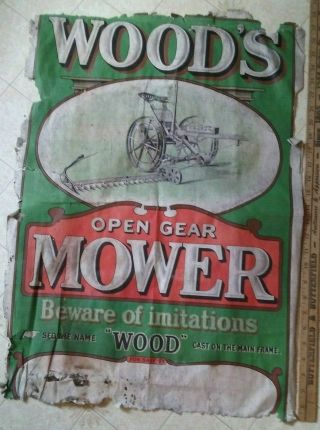 Woods Open Gear Mower Vintage Paper Advertisement,  19 - 1/2 " X 27 "