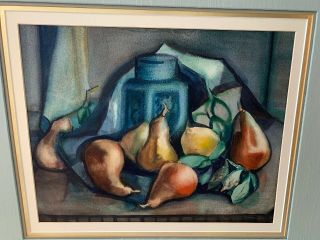 Julon Moser Watercolor - Still Life Of Pears Signed And Matted,  Bonus