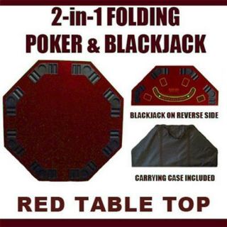 Brybelly Holdings 2 - In - 1 Red Folding Poker & Blackjack Table Top With Case