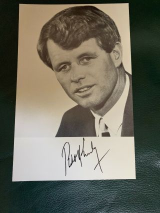Robert Kennedy Photo With Signature - Campaign Positions On Reverse Side
