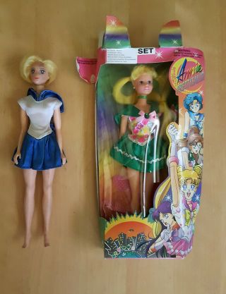 Rare Ko Vintage Sailor Moon Doll 11.  5 " Annie Pretty Sailor Green W/ Box & Uranus