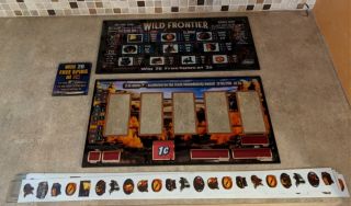 Wms Gaming " Wild Frontier " Slot Machine Glass 3 Piece Set W/reels Strips Ulj - 12