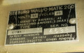 Seeburg 3wA Jukebox Wallbox Remote Selector 200 Selections (4698 s.  n. ) 12