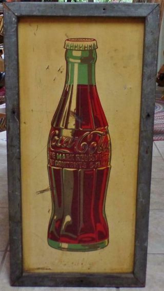 Aaw 1941 Coca Cola Coke Bottle Soda Framed Enamel Tin Advertising Sign