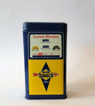 Sunoco Gas & Oil Tin Container | 1960’s Coin Bank | NOS Oil Tin Can 3