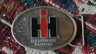 Vintage Ih International Harvester Tractor Belt Buckle Case Corp.  Enamel Ih Logo