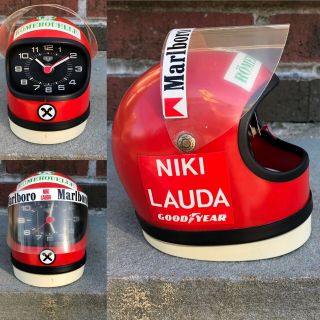 Formula 1 Heuer Helmet Clock Niki Lauda 1980s Running F1 Swiss Goodyear Marlb