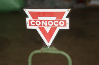 RARE Vintage Porcelian Conoco Sign Oil CAN Display Rack 100 2