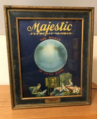 Rare Ca 1929 " Majestic Electric Radio " Motion Lamp Adv.  Illum.  Sign