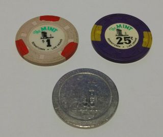 The $1 & 25¢ Las Vegas Casino Chips And 1 Slot Token
