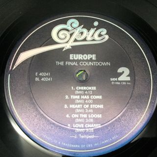 Europe LP Vinyl Record - The Final Countdown - 1986 CBS Records 5