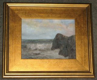Seascape Oil Painting Art From Early 1900s By Unknown Painter With Frame