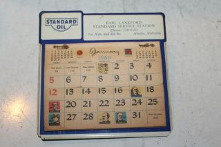 Vintage 1969 Standard Oil Tin Calendar Earl Lankford Service Station Attalla Ala