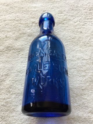 Antique Cobalt Blue Owen Casey Eagle Soda Sac City [sacramento California]