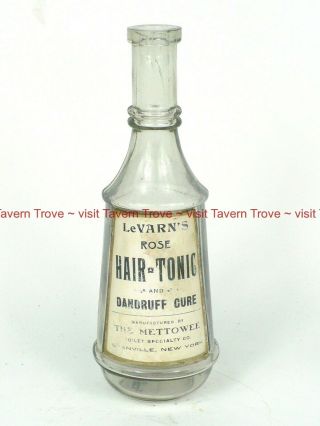 1890s Ny Granville Mettowee Toilet Levern Hair Tonic Label - Under - Glass 8 " Bottle