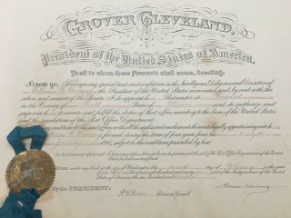 President Grover Cleveland hand signed Presidential appointment - 02/11/1896 3