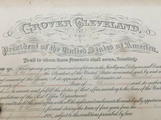 President Grover Cleveland hand signed Presidential appointment - 02/11/1896 4