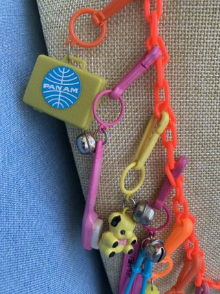 Vintage 80’s Plastic Bell Charm Necklace Retro Party Skis Bear Boot 1980 2
