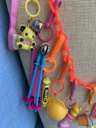 Vintage 80’s Plastic Bell Charm Necklace Retro Party Skis Bear Boot 1980 3