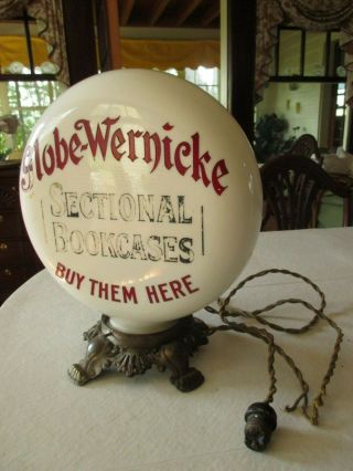 Antique Globe - Wernicke In - Store Advertising Display Lamp Globe W/ Base 1898 - 1905