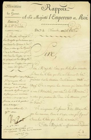 Emperor Napoleon Bonaparte - Manuscript Note Signed 11/07/1810 With Co - Signers