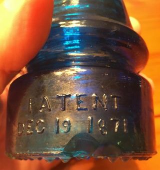 COBALT BLUE GLASS INSULATOR Patent May 2 1893 Dec 19 1871 Nameless 8