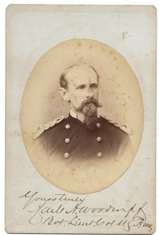 Signed Cabinet Card Photo Of Civil War Medal Of Honor Recipient Carle Woodruff