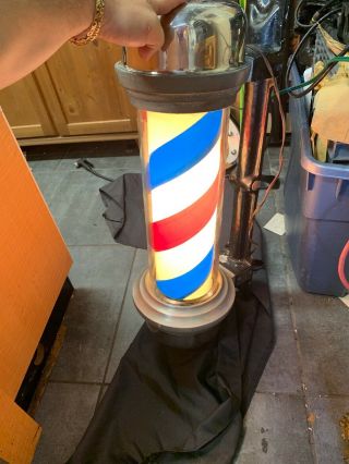 Vintage William Marvy Model 55 Lighted Barber Shop Pole 2