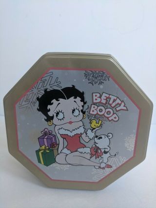 Betty Boop Octagon Shaped Christmas Tin 2001 The Tin Box Company