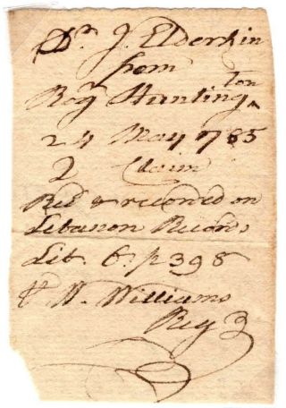 William Williams Autographed Note,  Signer Of The Declaration Of Independence