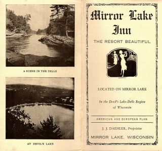 Mirror Lake Inn Mirror Lake Wisconsin Vintage Brochure B&w Photos 1920 