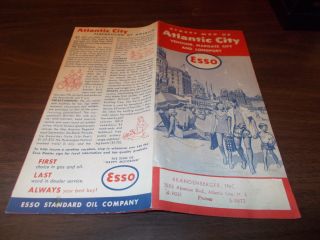 1956 - 57 Esso Atlantic City Vintage Road Map / Scarce Map
