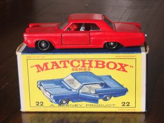 Matchbox Lesney 22 C3 Pontiac Grand Prix Sports Coupes& Orig Type E2 Box Mimb