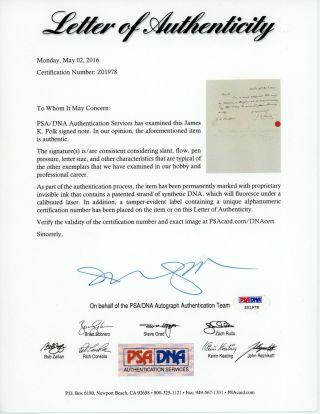 James Knox Polk signed letter to and from his AG John Y Mason PSA DNA 2