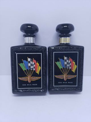 1969 Indianapolis Motor Speedway 500 Mile Race J.  W.  Dants Whiskey Decanters (2)