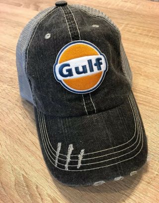 Gulf Logo Cap Gas Oil Mechanic Fuel Man Cave Hat Garage Racing Embroidered Patch