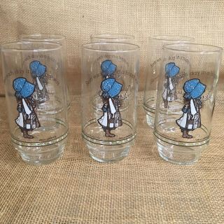 Holly Hobbie Blue Girl Coca Cola Glasses Limited Edition Set Of Six