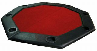 Red Octagon 48 " Poker Table Top With Padded Rail And 8 Cup Holders