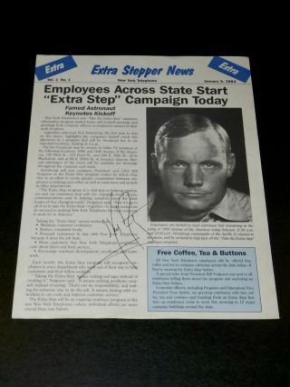 Rare Neil Armstrong Hand Signed Ny Telephone Extra Step Program Jan.  3,  1984