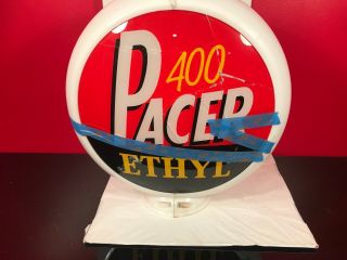 Vintage Rare Pacer 400 Ethyl Gasoline Gas Pump Lens & Globe Gas Oil Sign