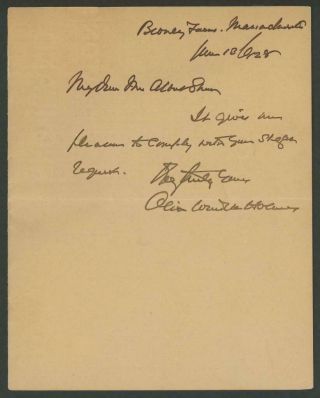 Oliver Wendell Holmes Jr.  Signed 1928 Letter | Supreme Court Justice Psa/dna