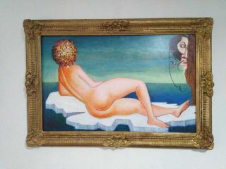 Salvador Dali Old Painting Oil On Canvas