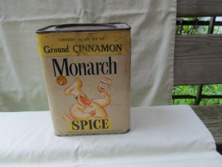 Vintage Monarch Ground Cinnamon Large Tin / Reid & Murdoch / 3 1/2 Lbs Container