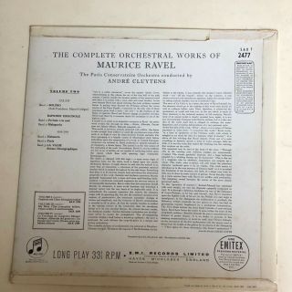 Ravel,  Bolero,  Cluytens,  Stereo Columbia SAX 2477 vinyl LP 5