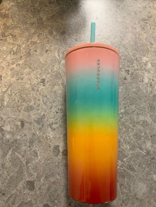 2019 Starbucks Cold Cup Rainbow Stainless Steel Venti Tumbler Cup 24 Oz.