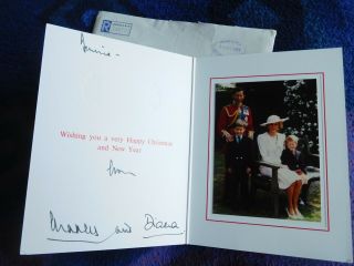 Prince Charles And Princess Diana - Rare Hand Signed Christmas Card 1989