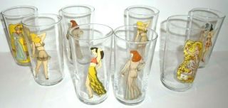 8 Vintage Risque Naked Nude Peek A Boo Drinking Glasses Pinup Highball Tumblers